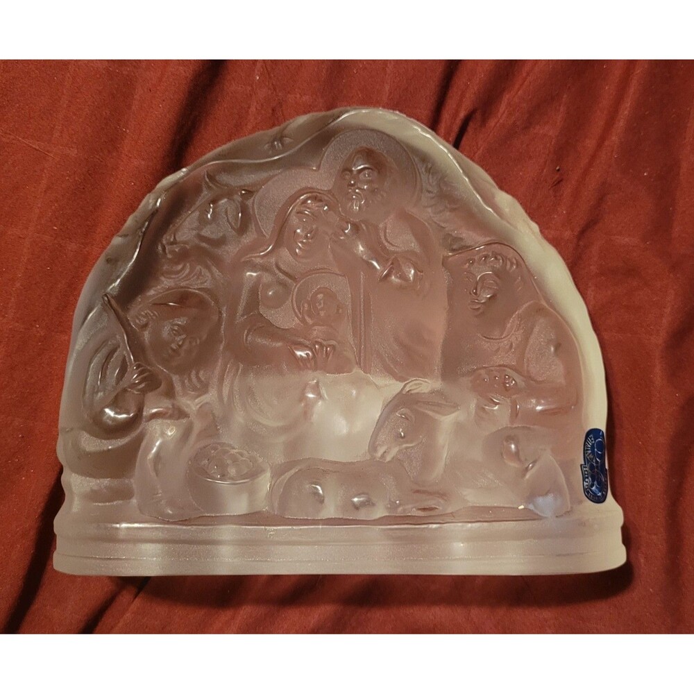 Vtg F Halama Zelezny Brod Czech Bohemia Frosted Art Glass Nativity